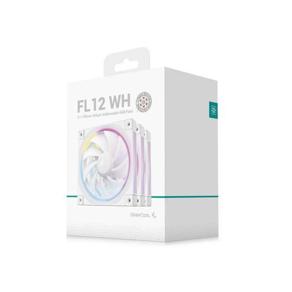DeepCool ケースファン FL12 WH-3 IN 1 R-FL12-WHAPN3-G ARGB発光 低ノイズ トリプルパック ホワイト -お取り寄せ- 0146-6933412711094-ds