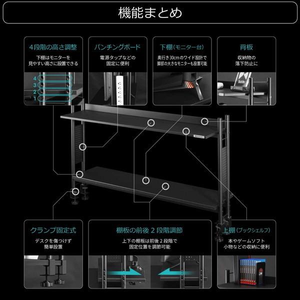 Bauhutte バウヒュッテ デスクラック2 BHS-1200HN-BK デスク上の収納力