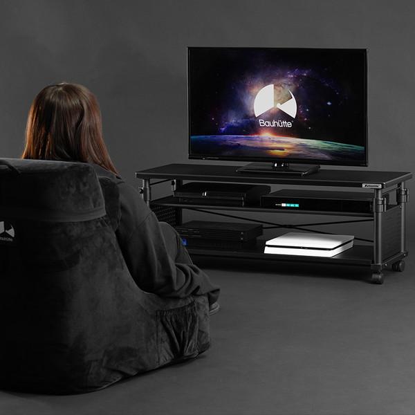Bauhutte（バウヒュッテ）昇降式テレビ台　新品　未使用 Bauhutte バウヒュッテ 昇降式テレビ台ワイド BHV-1200H-BK 天板