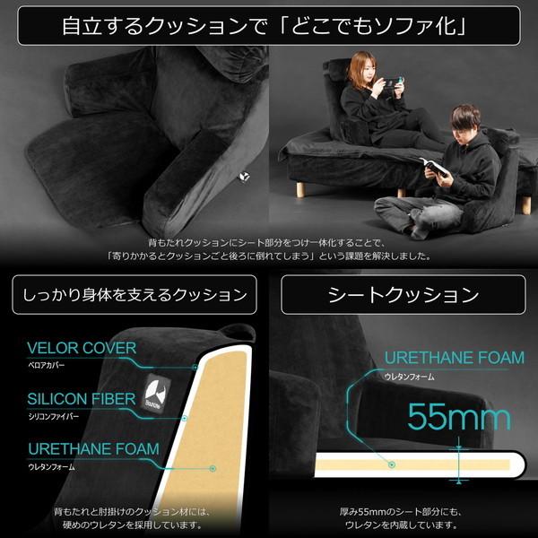 Bauhutte バウヒュッテ ゲーミングベッドソファ BHB-650-BK 後ろに倒れない背もたれクッション スマホポケット付き ベロア調カバー ブラック -メーカー直送- | Bauhutte | 03