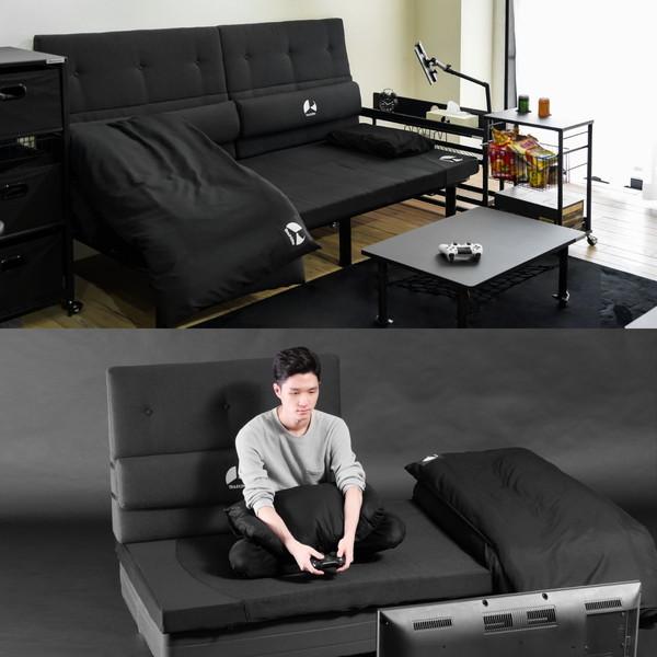 Bauhutte バウヒュッテ ソファウォール BHW-950S-BK 今あるベッドを大型ソファ化 クッション ブラック -メーカー直送- | Bauhutte | 07
