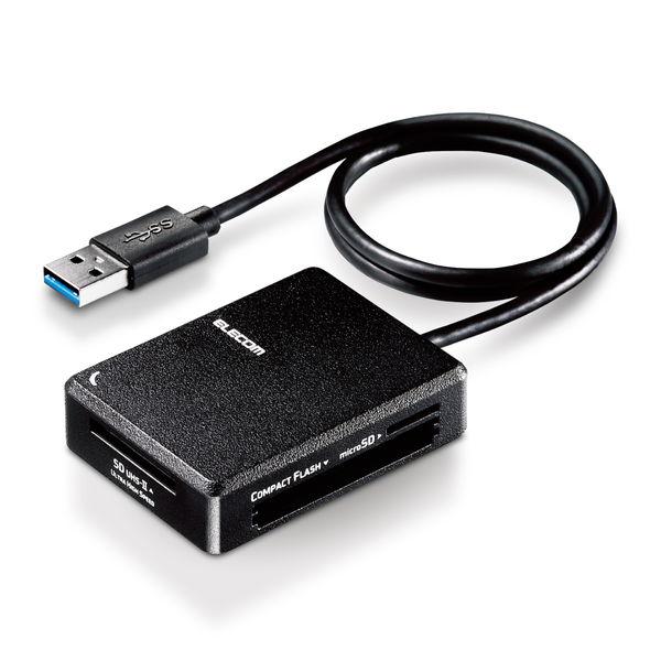 ELECOM エレコム MR3-C402BK カードリーダー USB3.0 超高速 【SD+microSD+MS+CF対応】 ケーブル50cm付 USB-A ブラック -お取り寄せ- | ELECOM