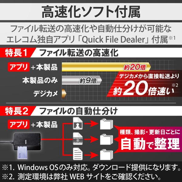 ELECOM エレコム MR3-C402BK カードリーダー USB3.0 超高速 【SD+microSD+MS+CF対応】 ケーブル50cm付 USB-A ブラック -お取り寄せ- | ELECOM | 02