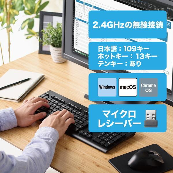 ELECOM エレコム TK-WS02DMKBK キーボード 無線 (2.4GHz) ワイヤレス USB-A 洗える(IPX5) メンブレン テンキー付き 高耐久設計 抗菌 ブラック -お取り寄せ品- | ELECOM | 01