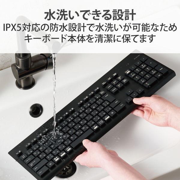 ELECOM エレコム TK-WS02DMKBK キーボード 無線 (2.4GHz) ワイヤレス USB-A 洗える(IPX5) メンブレン テンキー付き 高耐久設計 抗菌 ブラック -お取り寄せ品- | ELECOM | 02