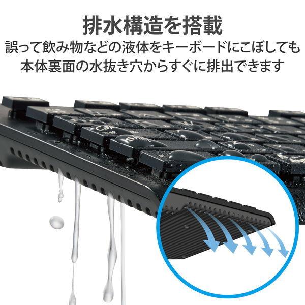 ELECOM エレコム TK-WS02DMKBK キーボード 無線 (2.4GHz) ワイヤレス USB-A 洗える(IPX5) メンブレン テンキー付き 高耐久設計 抗菌 ブラック -お取り寄せ品- | ELECOM | 03