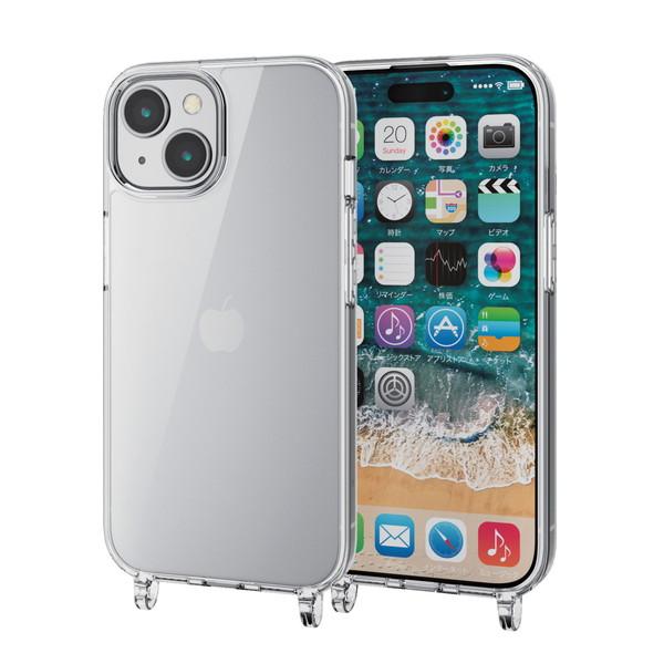 ELECOM エレコム PM-A23AHVCKSHCR iPhone 15 ハイブリッドケース ストラップホール付き クリア -お取り寄せ品- | ELECOM