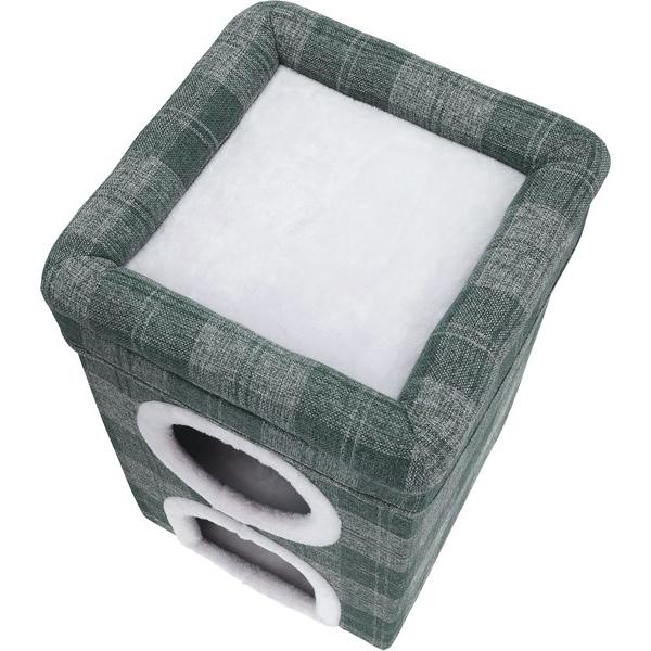 不二貿易 ペットハウス 2ルーム ルーフベッド付 グレーチェック RU0328-4 53720 【代引・日時指定・キャンセル不可・北海道沖縄離島配送不可】-お取リ寄せ- | 不二貿易 | 10