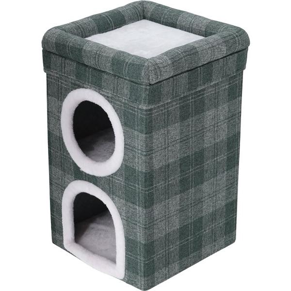 不二貿易 ペットハウス 2ルーム ルーフベッド付 グレーチェック RU0328-4 53720 【代引・日時指定・キャンセル不可・北海道沖縄離島配送不可】-お取リ寄せ- | 不二貿易 | 07