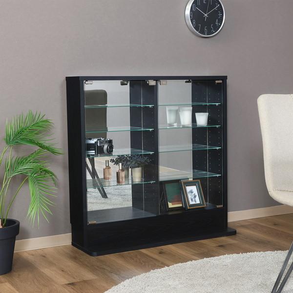 不二貿易 コレクションラック TOR ロータイプミラー付き BK ブラック 57083【代引・日時指定・キャンセル不可・北海道沖縄離島配送不可】 -お取リ寄せ- | 不二貿易 | 01