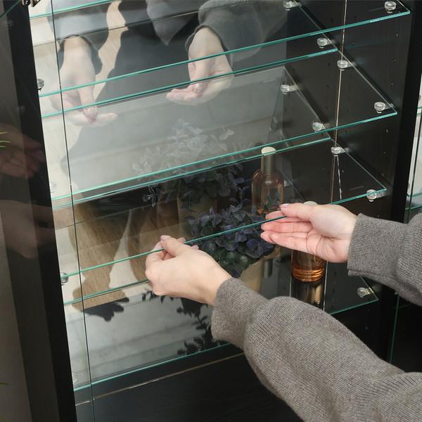 不二貿易 コレクションラック TOR ロータイプミラー付き BK ブラック 57083【代引・日時指定・キャンセル不可・北海道沖縄離島配送不可】 -お取リ寄せ- | 不二貿易 | 04