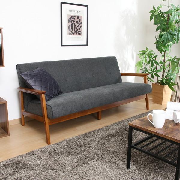 厚手ファブリックソファ ミート 3P グレー 不二貿易 厚手ファブリックソファ ミート 3P GY 商品CD71736