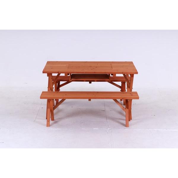不二貿易 杉材 BBQテーブル&ベンチセット (コンロスペース付) SD09-1032BR 81761 【代引・日時指定・キャンセル不可・北海道沖縄離島配送不可】-お取リ寄せ- | 不二貿易 | 08