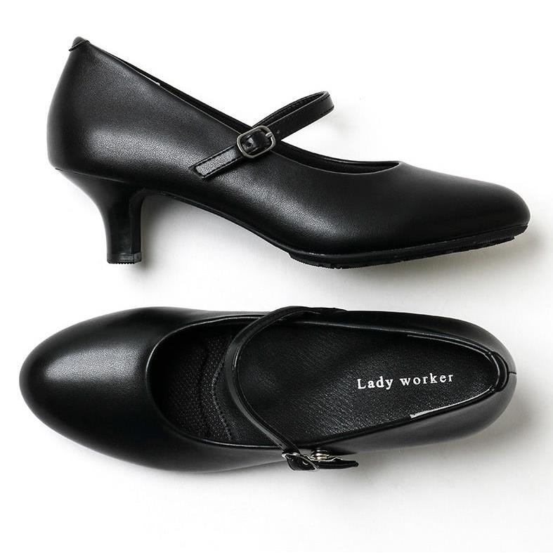 アシックス商事 Lady woker(レディワーカー) 5cmヒール ラウンドトゥ ストラップパンプス LO-17070 レディース ブラック 22.5cm -お取り寄せ品- |  | 03