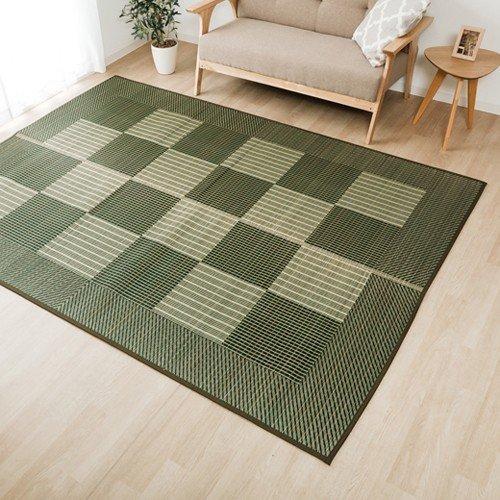 イケヒコ 純国産 い草ラグカーペット 格子柄シンプルモダン 「Fライト」 グリーン 約191×250cm モダン グリーン 8239130  -お取り寄せ品- | イケヒコ