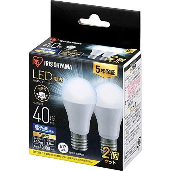 アイリスオーヤマ LED電球 E17 広配光 40形相当 昼光色 大好評です LDA4DGE174T62P 070円 -お取り寄せ品-1 半額品 2個セット LDA4D-G-E17-4T62P