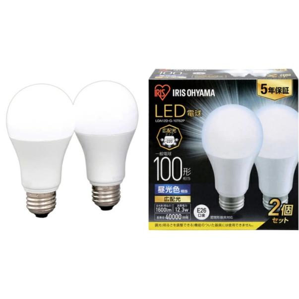 アイリスオーヤマ LED電球 E26 広配光2P昼光色100形（1600ｌm） LDA12D-G-10T62P - 0501-4967576408226-ds -お取り寄せ品- | IRIS OHYAMA