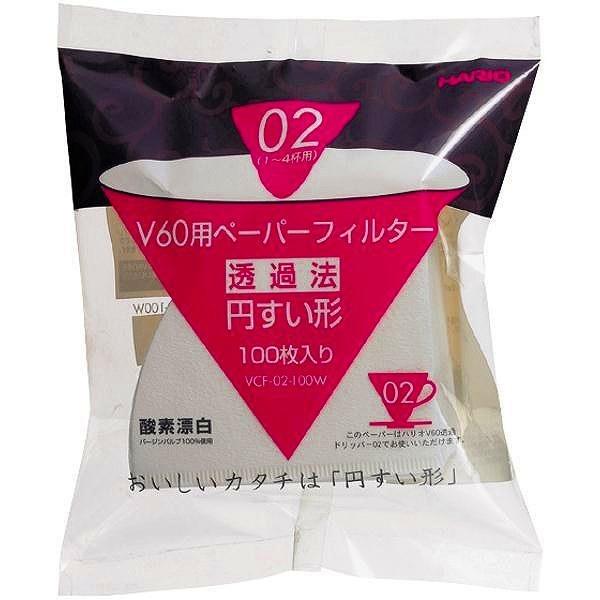 ハリオ(HARIO) V60用ペーパーフィルター酸素漂白02  VCF-02-100W -お取り寄せ品- | 