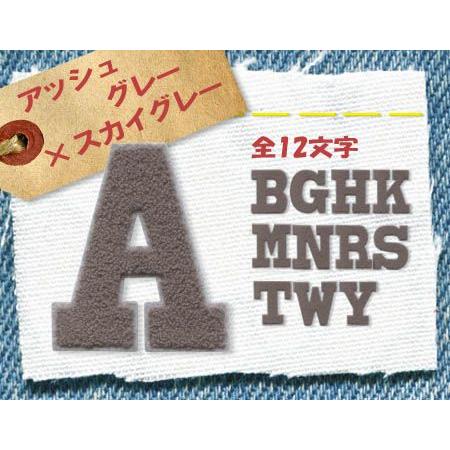 アルファベットパイルワッペン ・ 中アッシュグレー×スカイグレー