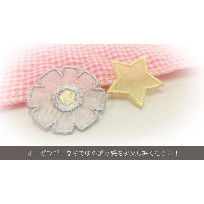 オーガンジー花ワッペン 3個入り ・ 刺繍入り 花 フラワー ほんのり