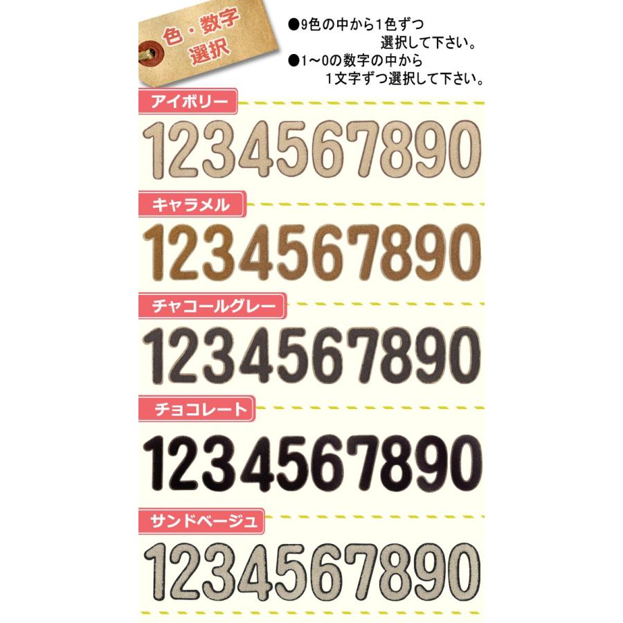 数字パイルワッペン ・ 中 サガラ刺繍 文字ワッペン 縫い付け