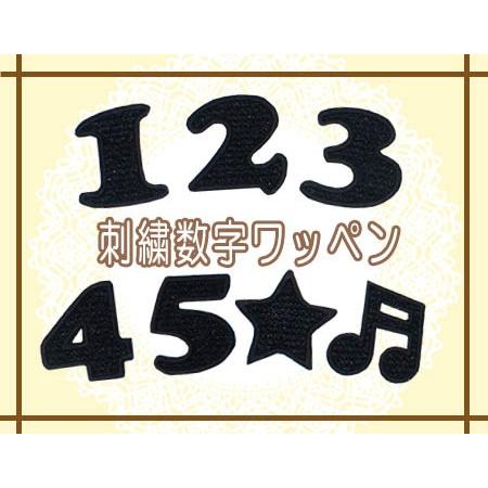 刺繍数字ワッペン 黒 ・ 文字ワッペン 入園入学準備 アイロン接着対応