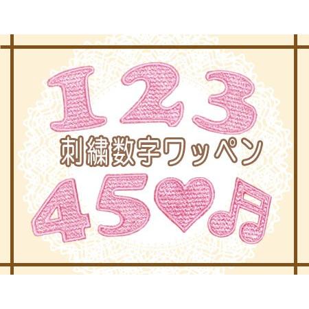 刺繍数字ワッペン 薄ピンク ・ 文字ワッペン 入園入学準備 アイロン