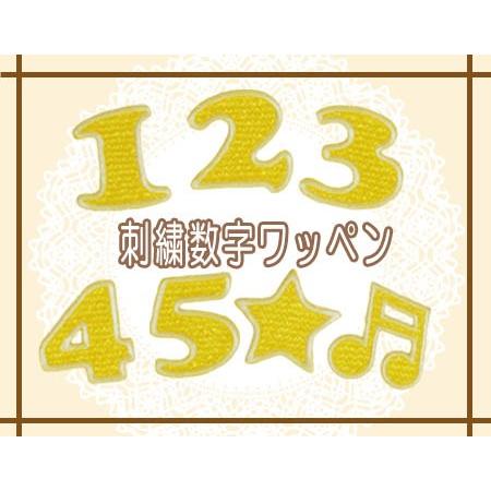 刺繍数字ワッペン 新色・イエロー ・ 文字ワッペン 入園入学準備