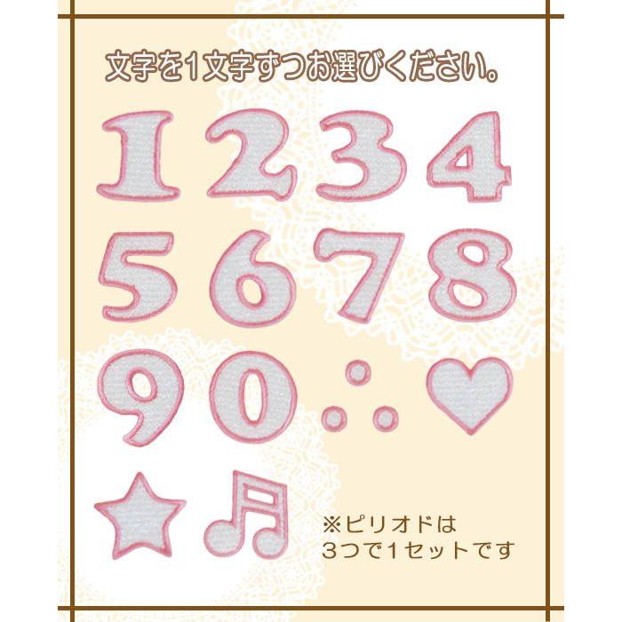 刺繍数字ワッペン 枠ピンク ・ 文字ワッペン 入園入学準備 アイロン