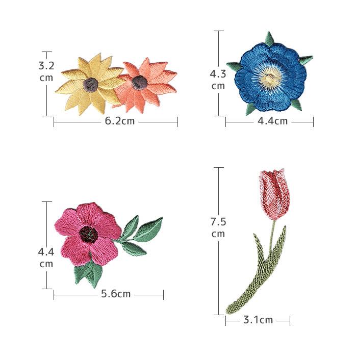 フラワー刺繍ワッペン B ・ 植物 花 ガーベラ バラ 薔薇 ポーラチュカ