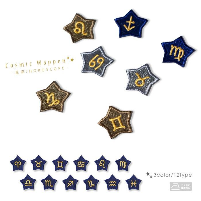 刺繍入り☆コズミックワッペン 星座 ・ 刺繍 星座記号 星 12星座