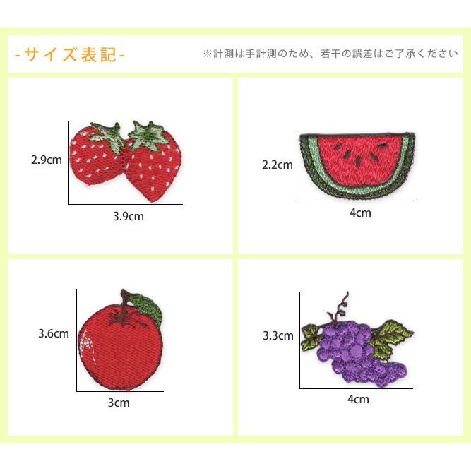 お野菜ワッペン ・ 総刺繍 ワッペン イチゴ リンゴ スイカ ブドウ