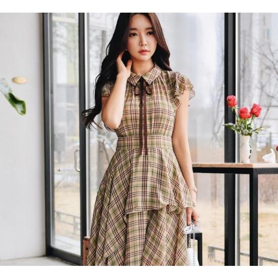 素晴らしい外見 夏 春 レディース 膝丈 デート アシンメトリー フリル チェックワンピース 華やか リゾート 上品 夏 サマー 30代 代 レトロ 秋 きれいめ 50代 40代 ワンピース チュニック Headshotsbar Com