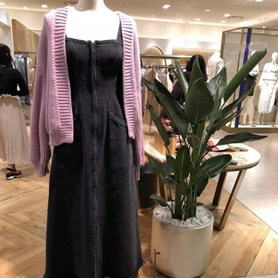 フロントジッパー ポケット デニムワンピース ワイルド デニムワンピ ハイウエスト 前開き ロングワンピース 肩出し 切りっぱなし ジーンズ ショルダ Rx0080 Raxia Yahoo 店 通販 Yahoo ショッピング