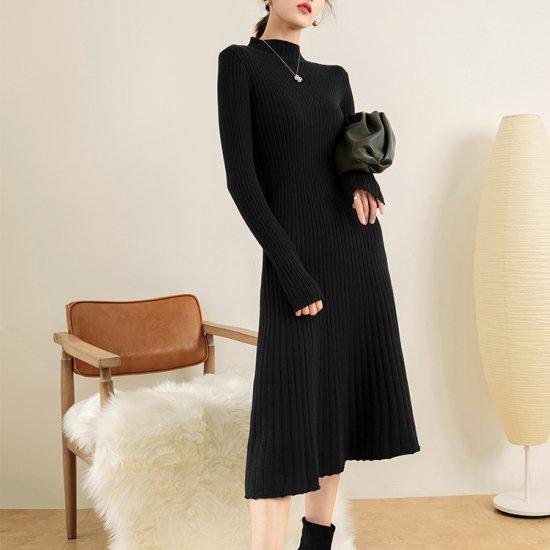 割引価格 春ワンピース ハイネック 長袖 ニットワンピース 春 デート シンプル 参観日 入学式 卒業式 黒 フォーマル きれいめ 上品 マキシ ロングワンピ ワンピース カラー オートミール Lifeinlacruz Com