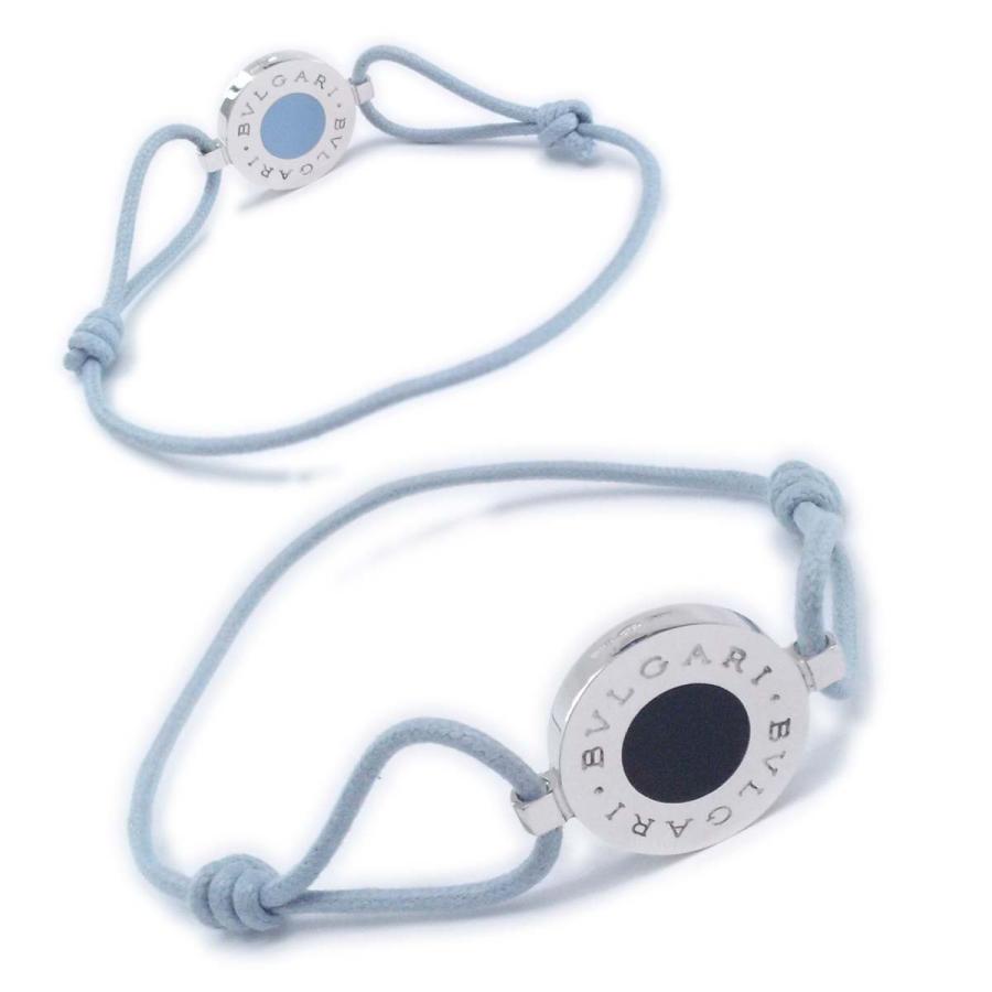 BVLGARI 【超美品】ブルガリ ラッキーブレスレット 水色紐 シルバー 