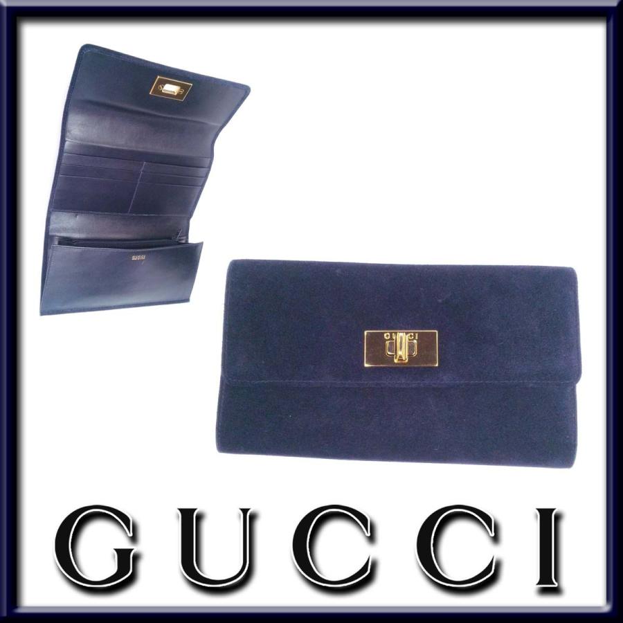 GUCCI 【未使用-超美品】グッチ ベロア素材 ヴィンテージ 三つ折り長  