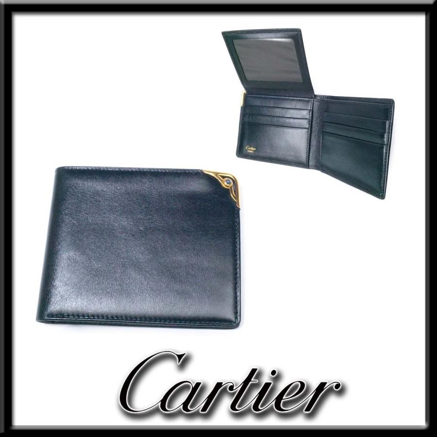 正規品♡美品♡カルティエ　折りたたみ財布　サファイア　レザー　バッグ　財布 Cartier（カルティエ） 【超美品】カルティエ サファイアライン 二