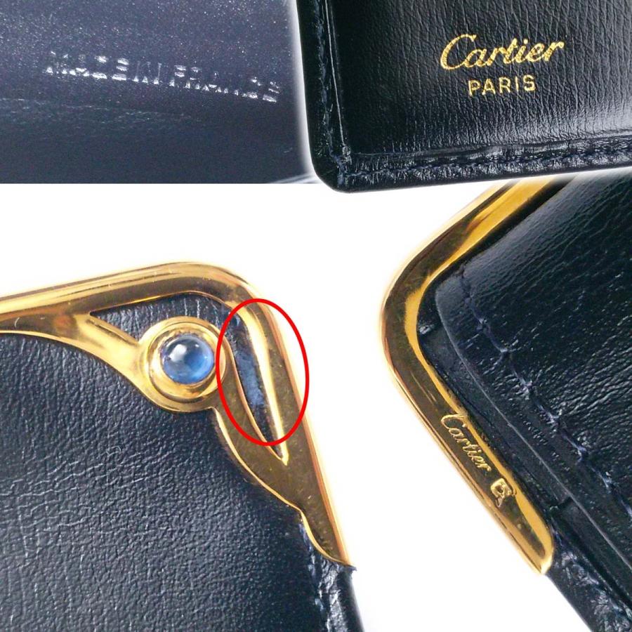 正規品♡美品♡カルティエ　折りたたみ財布　サファイア　レザー　バッグ　財布 Cartier（カルティエ） 【超美品】カルティエ サファイアライン 二