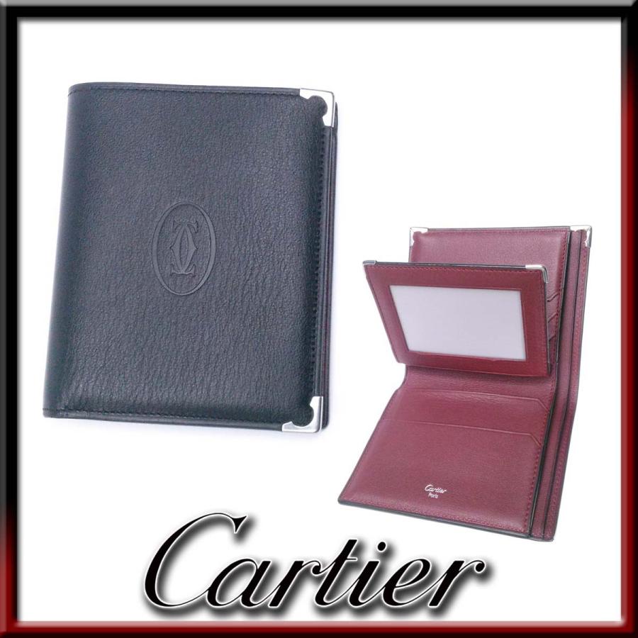 Cartier カルティエ カボション ドゥ カルティエ 2つ折り財布 ブラック Cartier（カルティエ） 【新品同様-超美品】カルティエ カボション 二
