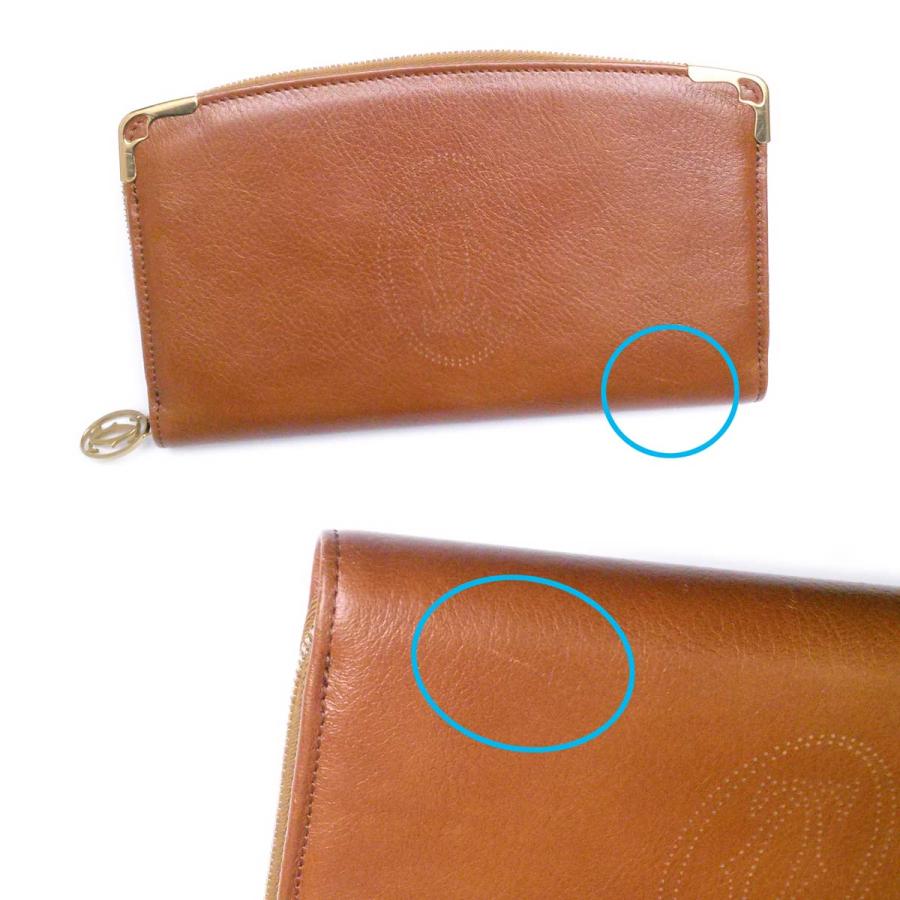 Cartier（カルティエ） 【新品同様-超美品】カルティエ マルチェロ ラウンドファスナー長財布 茶 レザー ゴールド金具メンズレディース箱 ...