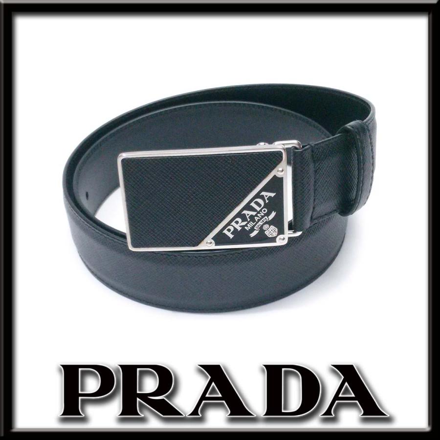 PRADA 【新品同様-超美品】プラダ サフィアーノ ベルト黒 2CM206 NERO  