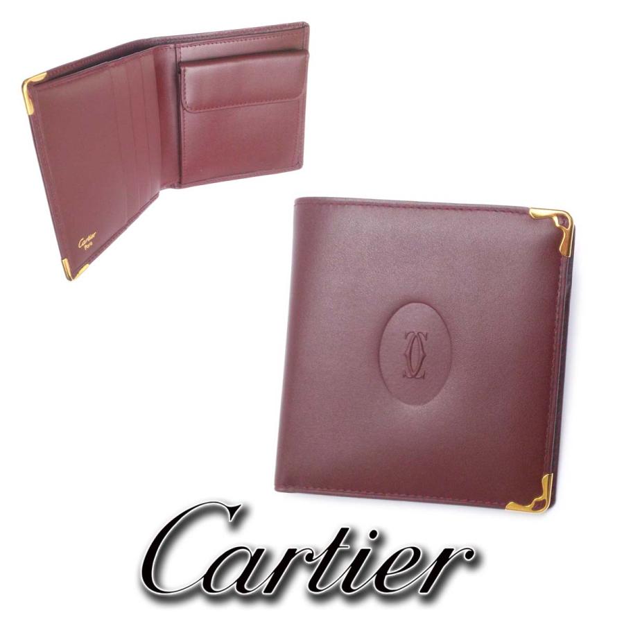 Cartier 【未使用-新品同様】カルティエ マスト 二つ折り財布 ボルドー 
