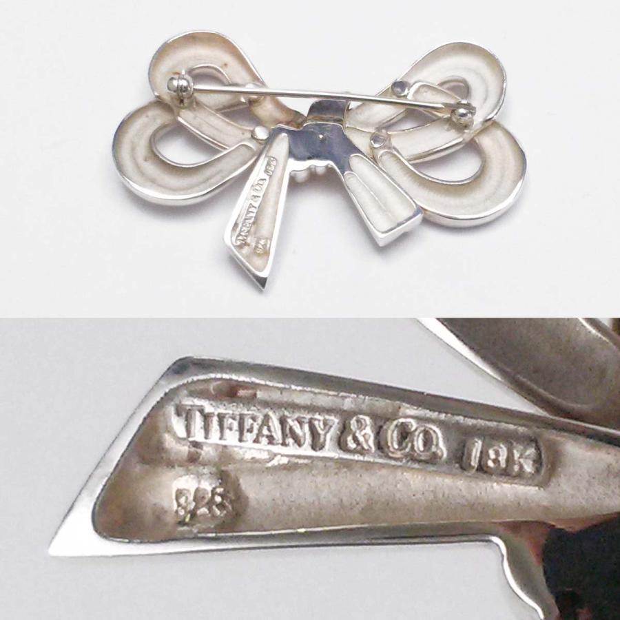 TIFFANY&Co. 【超美品】ティファニー リボンモチーフブローチ 18K/925