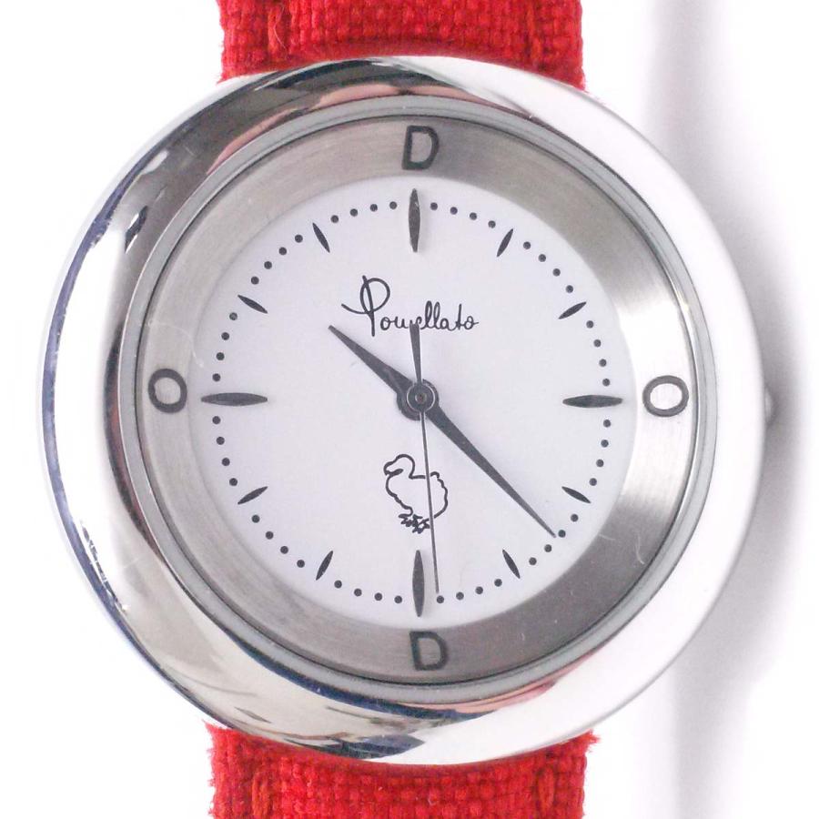 稼働【美品】ポメラート DoDoドド 時計 白文字盤 SS QZ 赤キャンバス