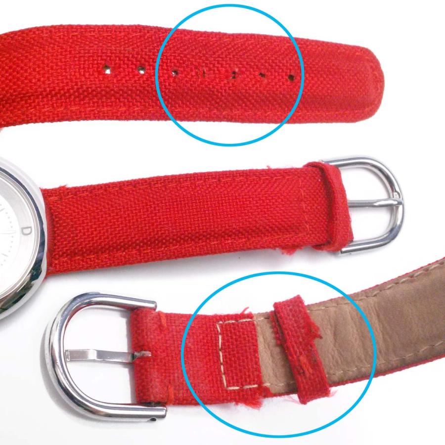 稼働【美品】ポメラート DoDoドド 時計 白文字盤 SS QZ 赤キャンバス