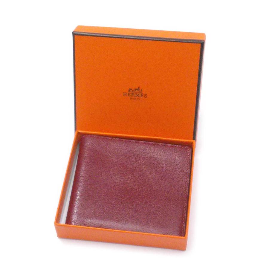 HERMES ルージュ HERMES（エルメス） 【美品】エルメス 二つ折り札入れ 財布 ルージュ