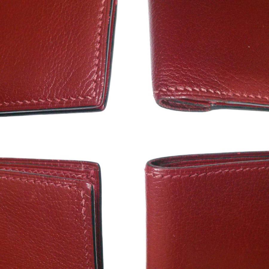 HERMES ルージュ HERMES（エルメス） 【美品】エルメス 二つ折り札入れ 財布 ルージュ