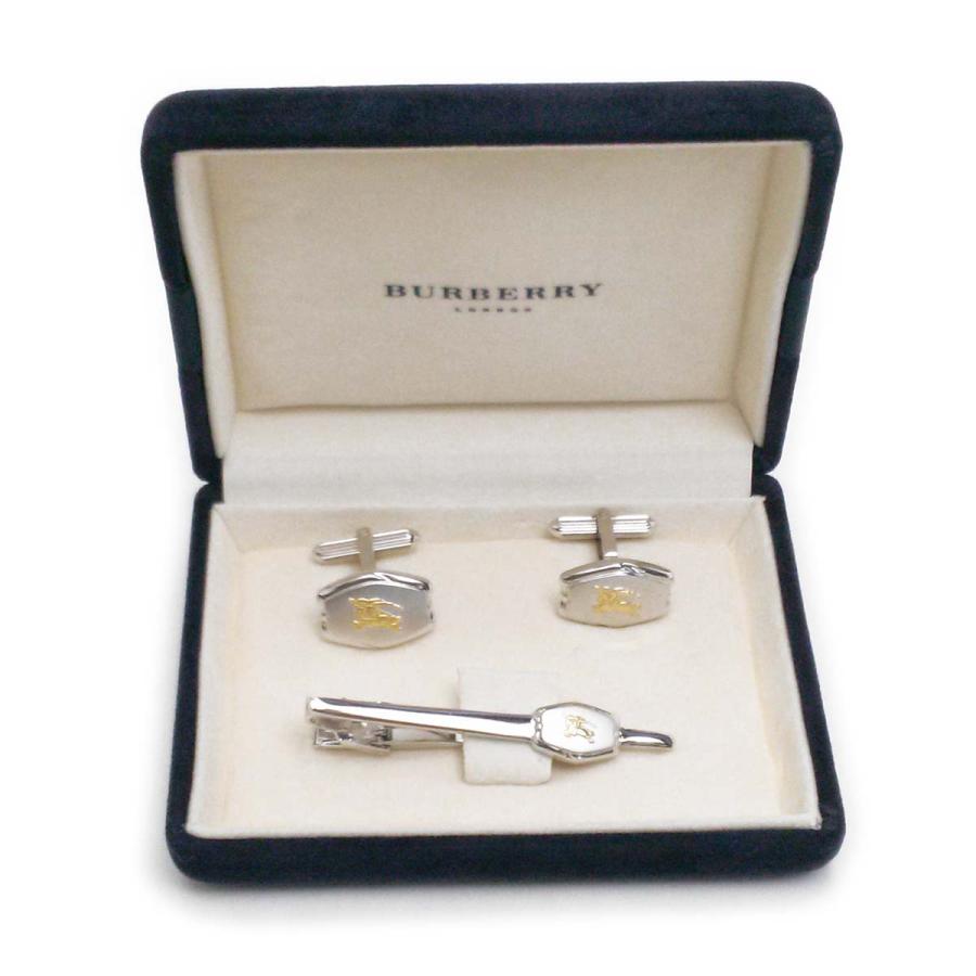 極美品】Burberryバーバリー カフス・タイピンセット シルバー