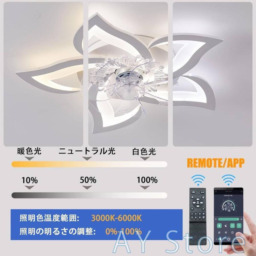 シーリングファンライト led シーリングファン シーリングライト ファン付き 12畳 調光調色 風量調節 逆回転機能 天井照明 ブラック/ホワイト_3